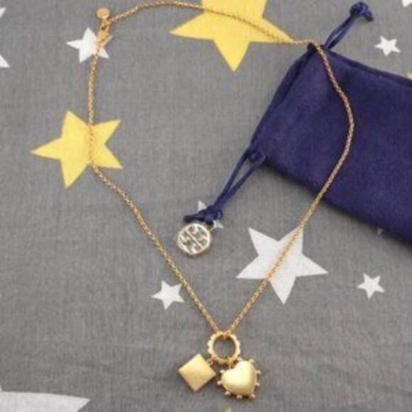 Tory Burch Heart and Square Charm Necklace in Semiprecious Stone (Brand New) - Picture 5 of 5